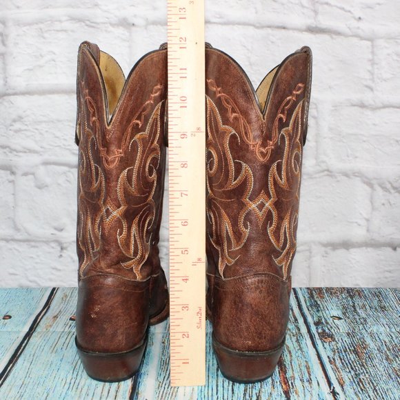 Tony Lama Santa Fe Vaquero Brown Leather Cowgirl Western Boots 8.5 B - Picture 8 of 9